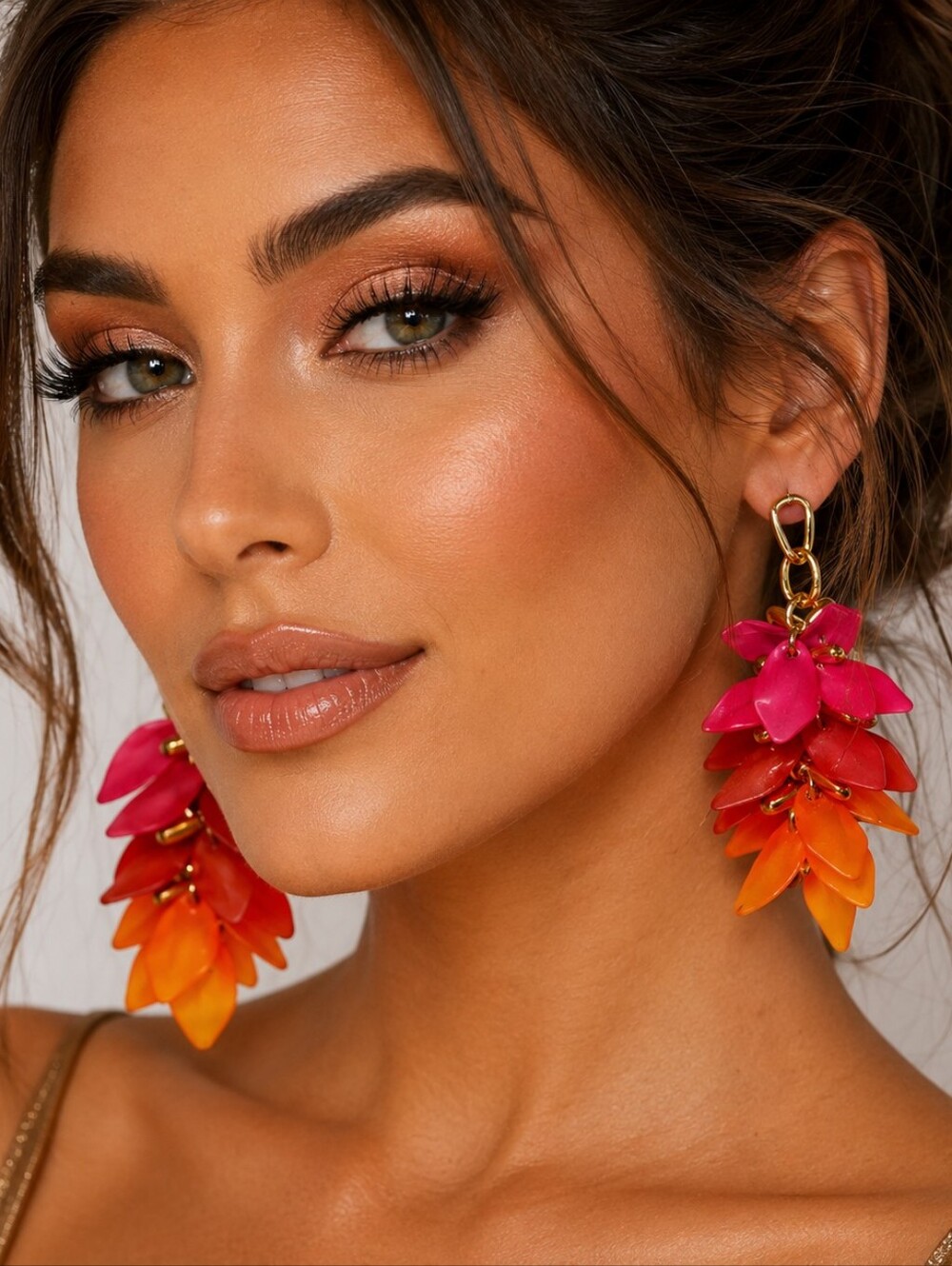 NWT Bijoux Bar Ombre Floral Statement Earrings